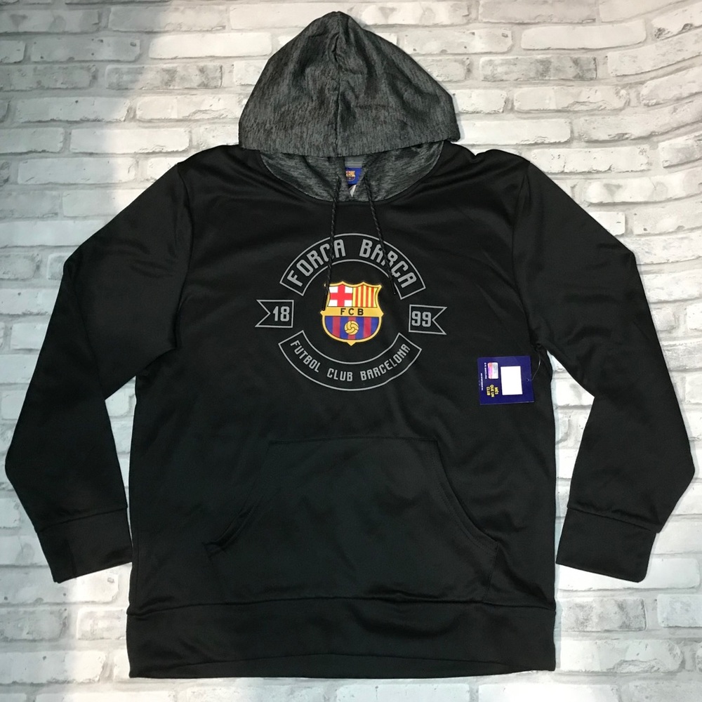 🆕FC BARCELONA 1899 BLACK SOCCER HOODIE SWEATSHIRT